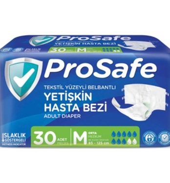 Prosafe Tekstil Yüzeyli Bel Bantlı Yetişkin Hasta Bezi Medium 30’Lu